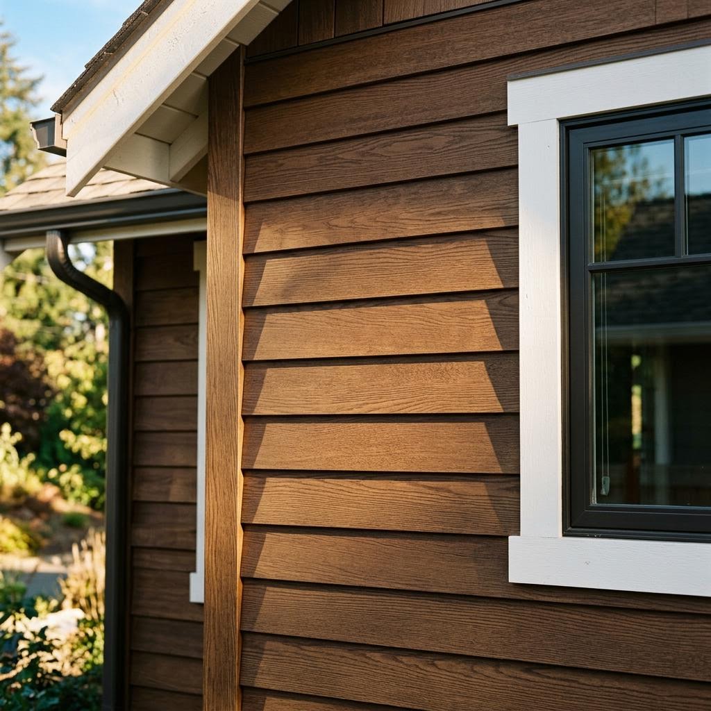 Close up showing consistent shadow lines of LP SmartSide lap siding in Cobb County, GA